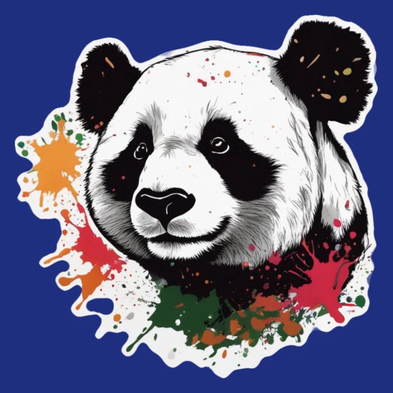 Panda géant avec éclaboussures de peinture