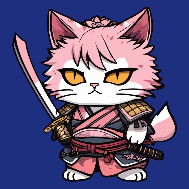 Samurai Cat & Cherry Blossoms #13