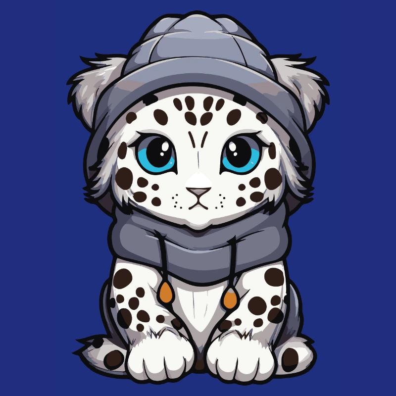 Léopard des neiges, Leopard, Animal, Bébé, Bande dessinée, Hiver