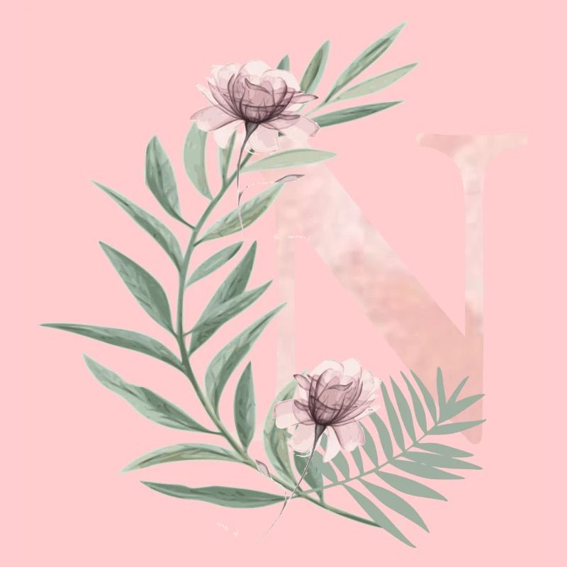 Buchstabe N mit Blumen