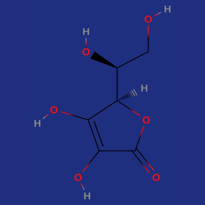 Molécule de vitamine C - Formule structurale colorée