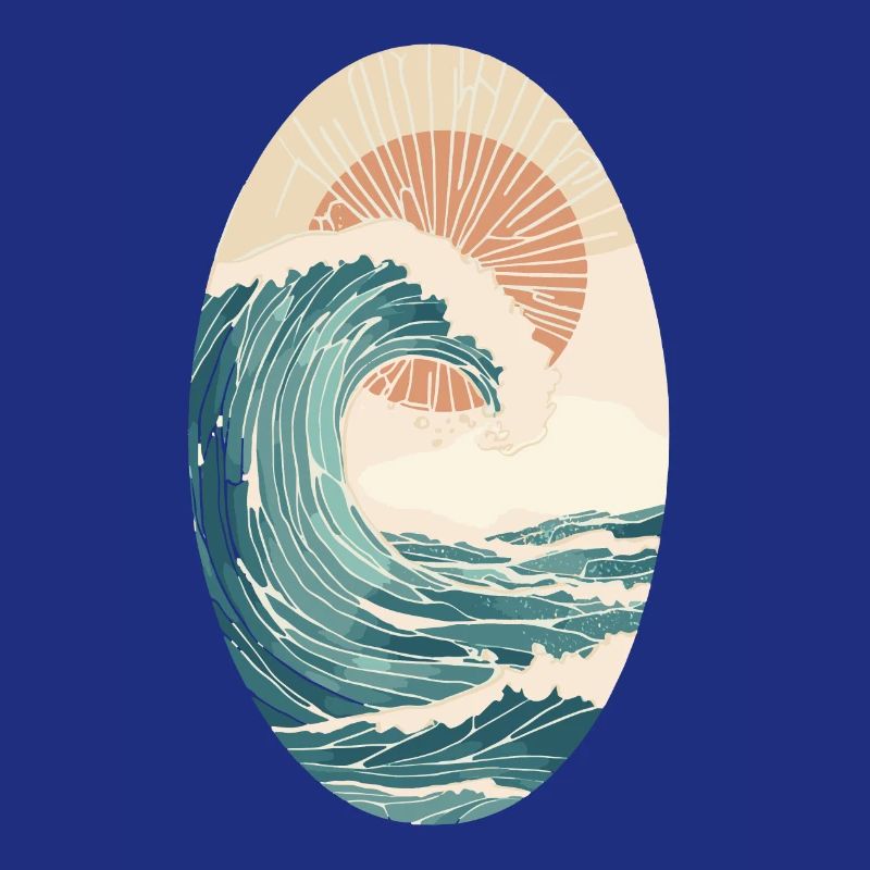 Bunte Wellen und Sonne Surfdesign - Perfektes Surf