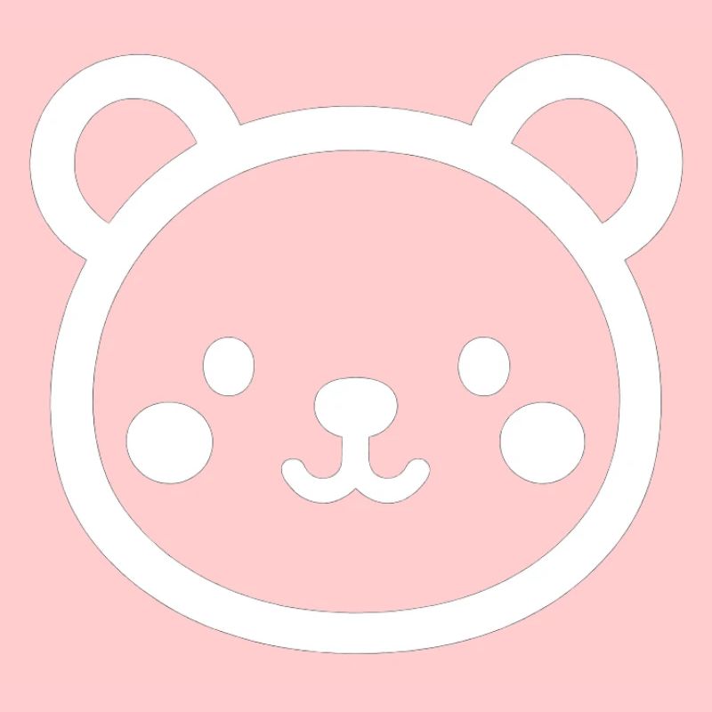 Cute Bear Head with Soft Pastel Colors