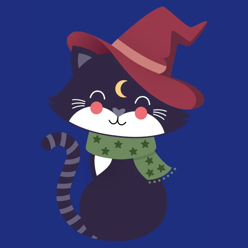 black cat with magic hat