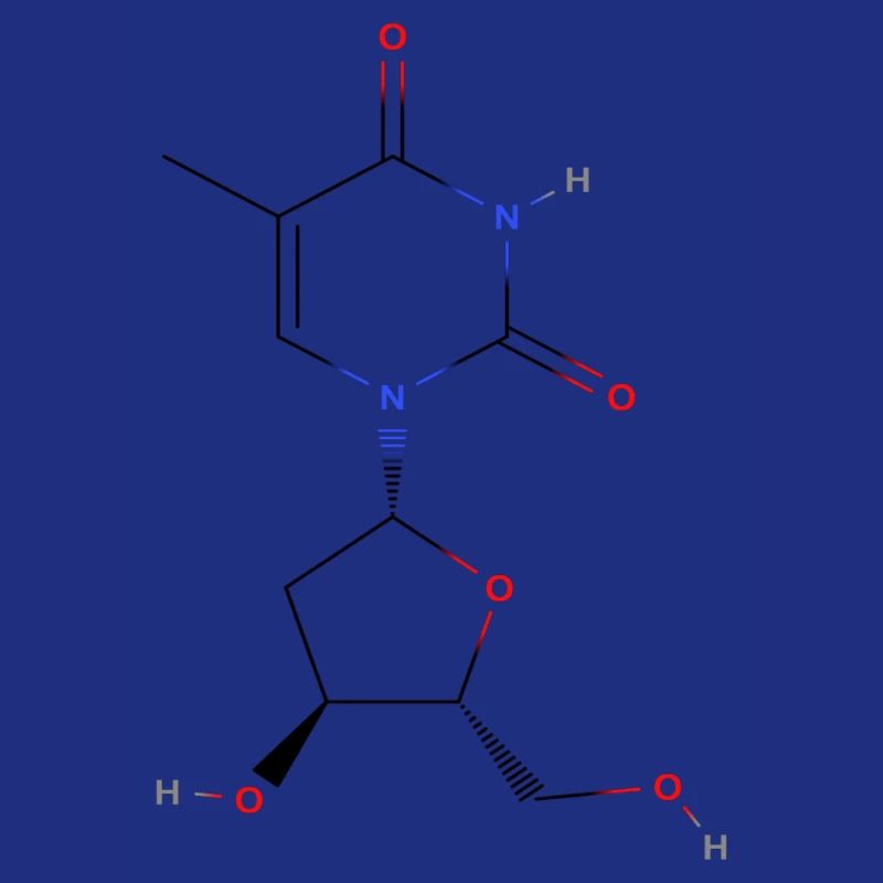 Molécule de thymidine - Formule structurale colorée