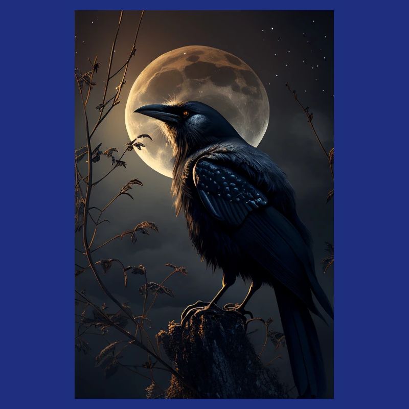 Raven Crow Bird Ravens Crows Night Moon