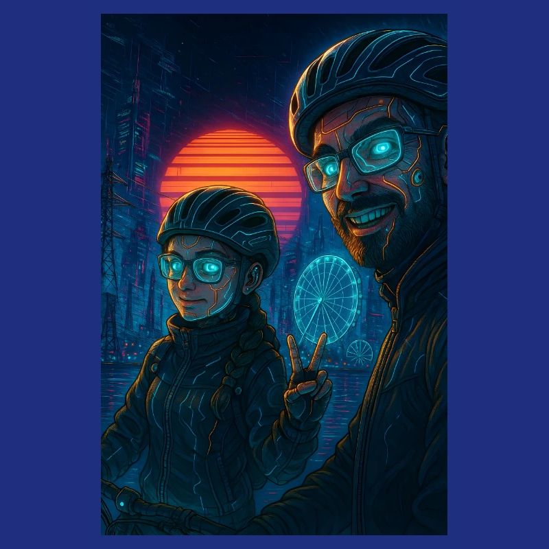 Futuristic Cyclists – Neon Sci-Fi Comic Design