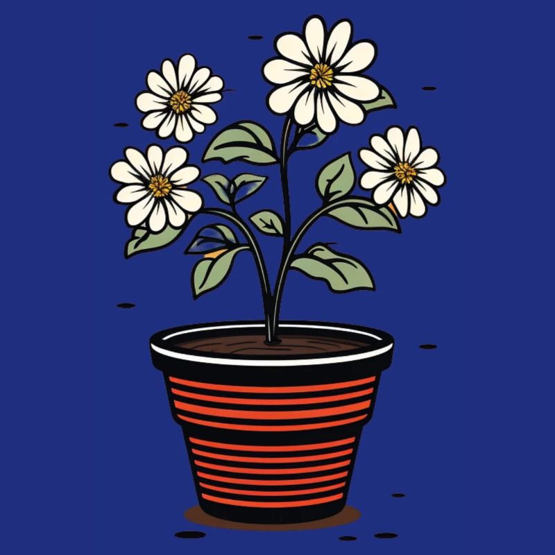 Pot de fleurs mignon style fleurs blanches