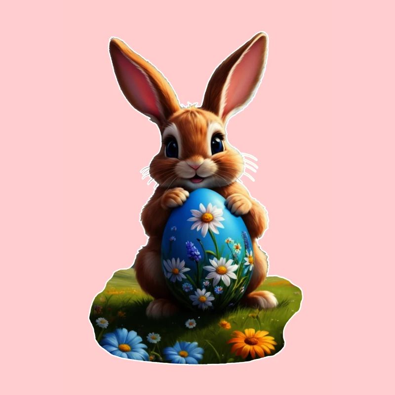 Osterhase mit Ei, Oval