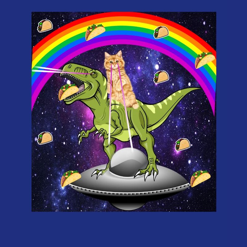 Kitty Rainbow Laser Eye T Rex Riding Space Cat