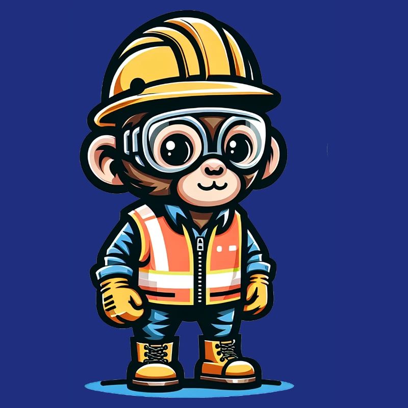 Cute Monkey Construction Worker
