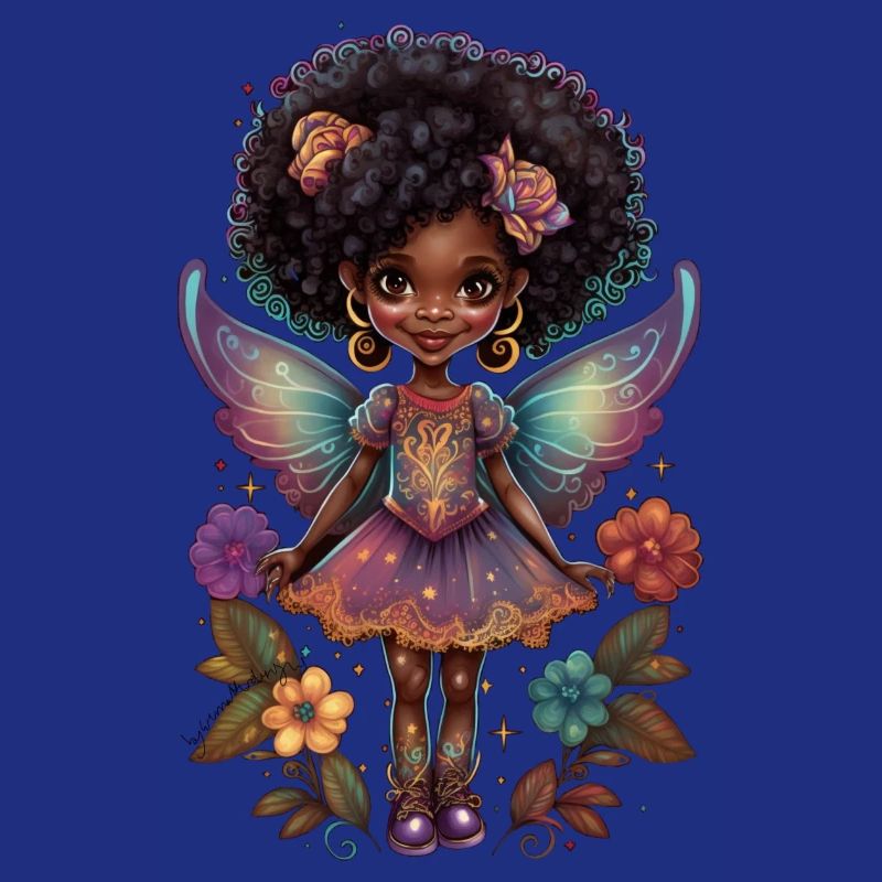 Fée noire aux ailes arc-en-ciel - afro