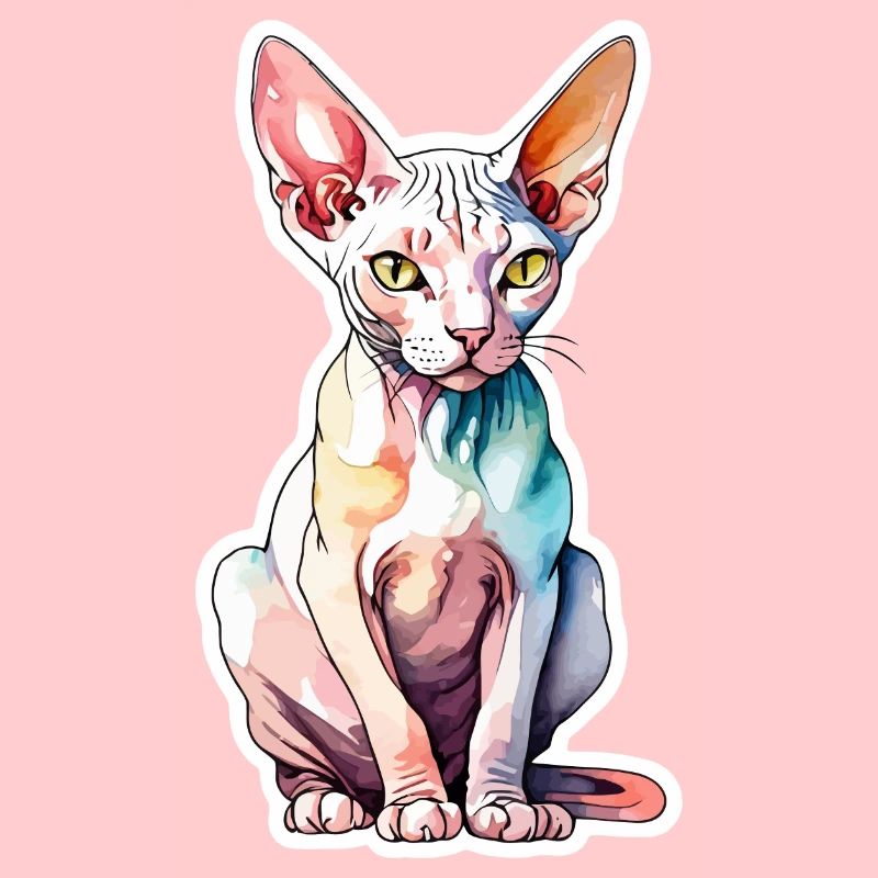Sphynx Chat Aquarelles
