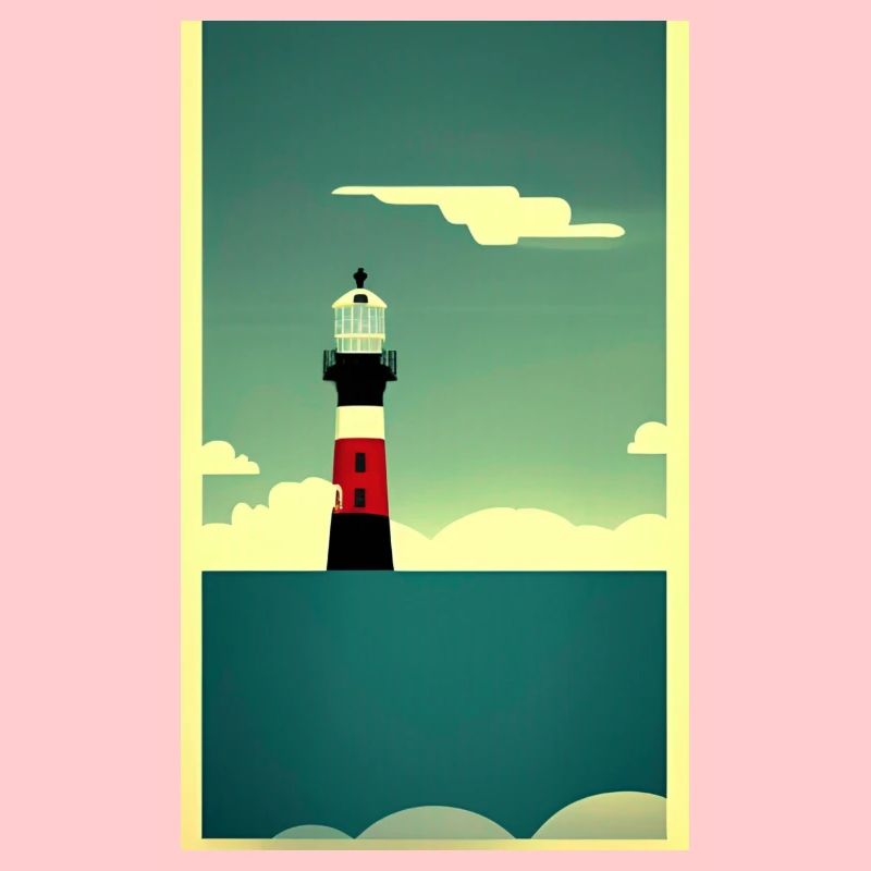 Landschaft Strand Küste Leuchtturm Comic Cartoon