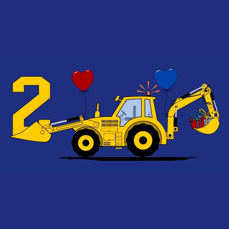 2. Geburtstag Bagger Traktor