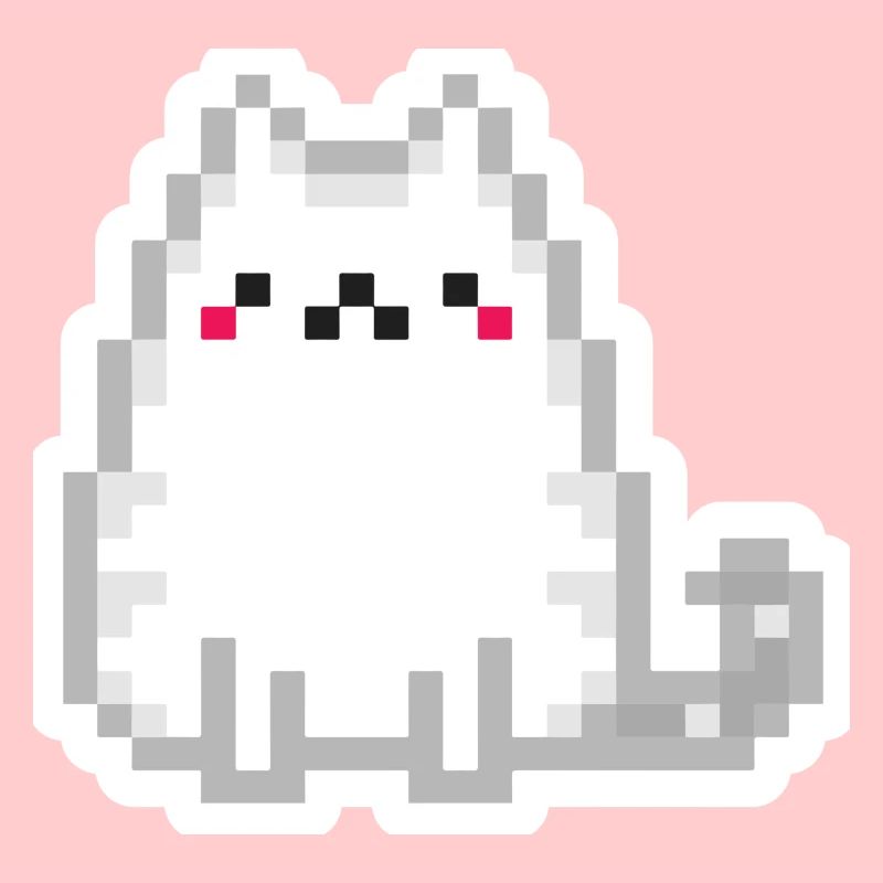 chat in pixel art (white outline)