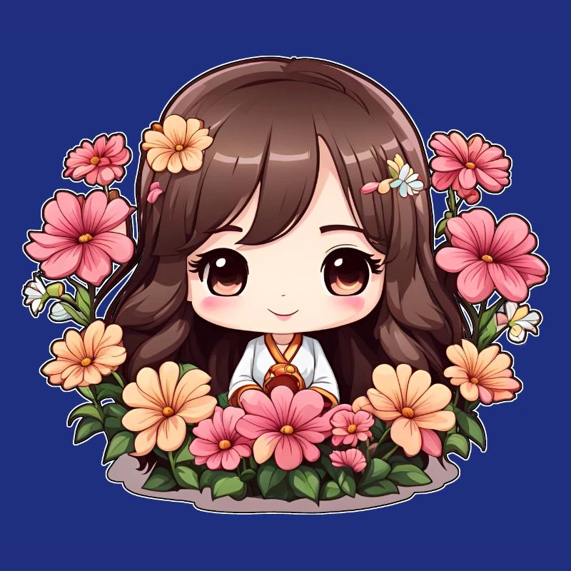 Une chibi en fleurs