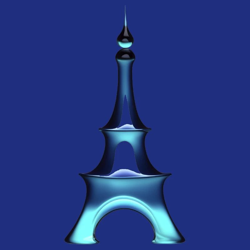 Blue glass Eiffel Tower