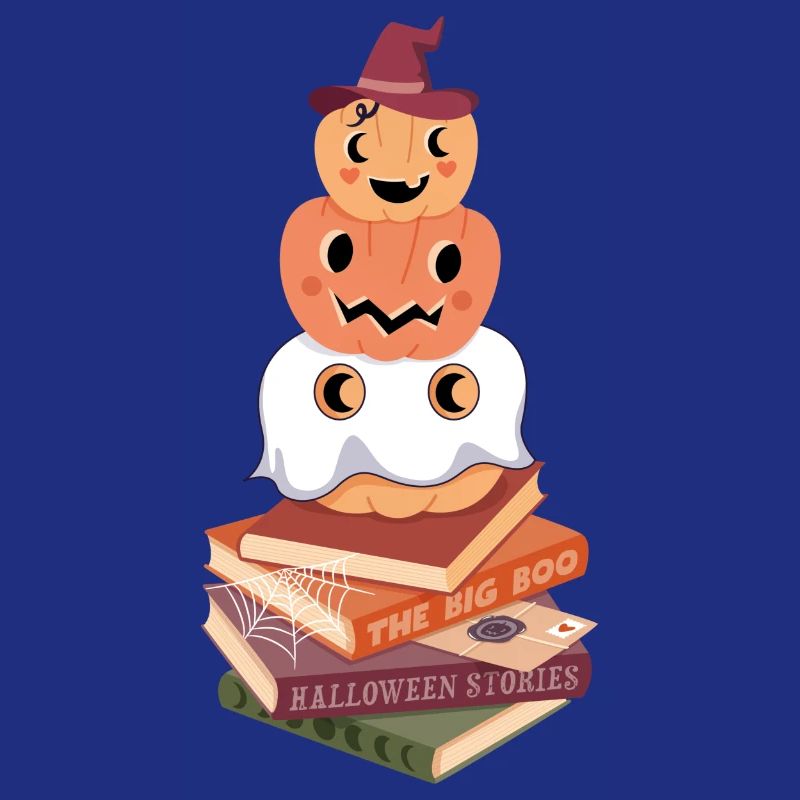 Pumpkins on Halloween Book Stacks