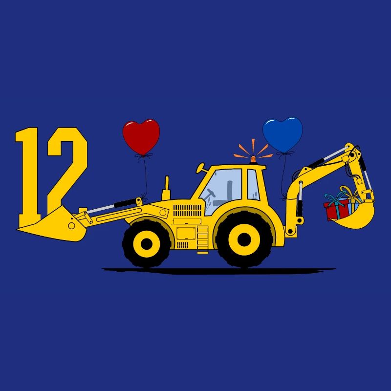 12. Geburtstag Bagger Traktor