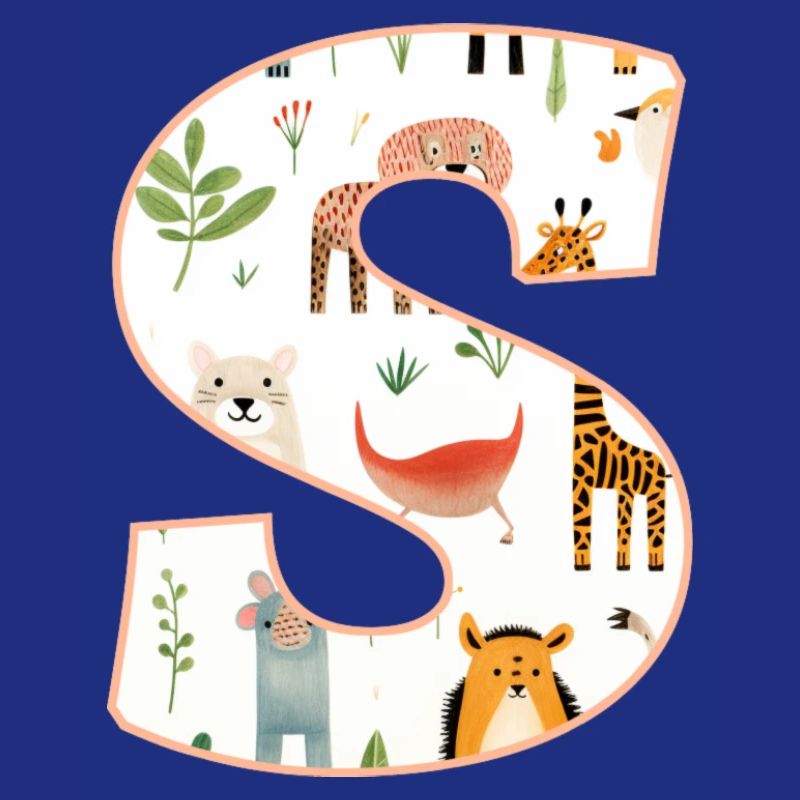 Letter S, Monogram, Animal Pattern