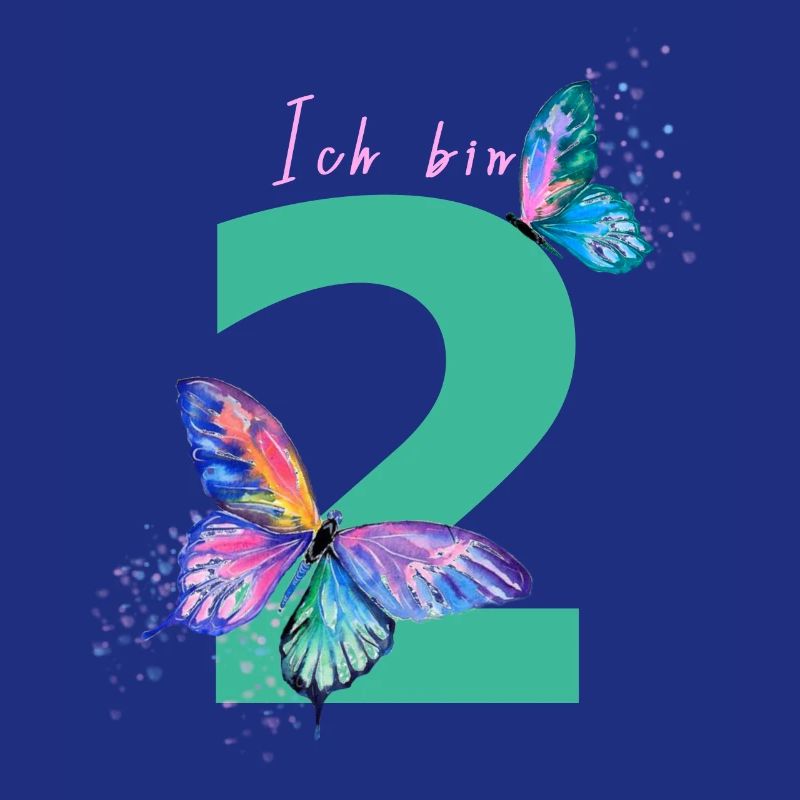 Ich bin 2 Schmetterling Geburtstagskind Mädchen