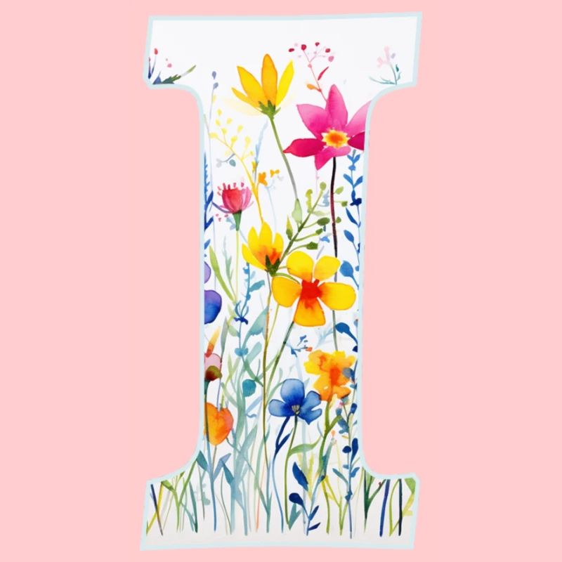 Buchstabe J, Monogramm, Blumenmuster