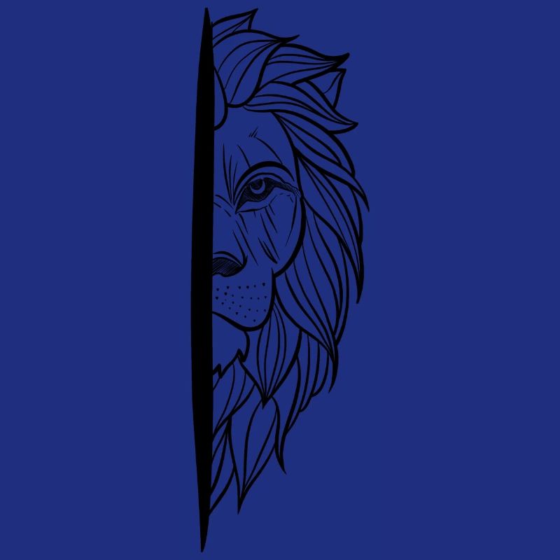 Sketch wild lion head linework tattoo