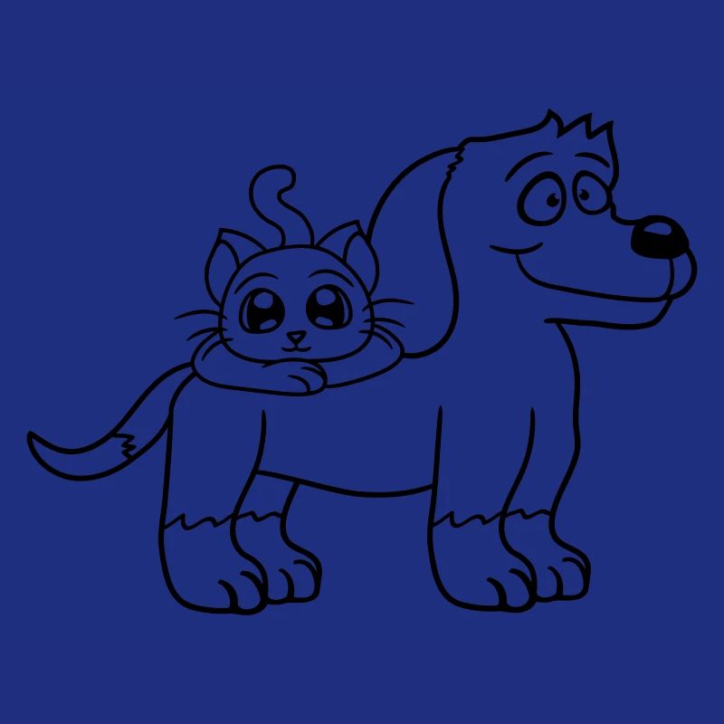 Chien Chat Deux Amis Équipe Chaton 2 Duo Équipage