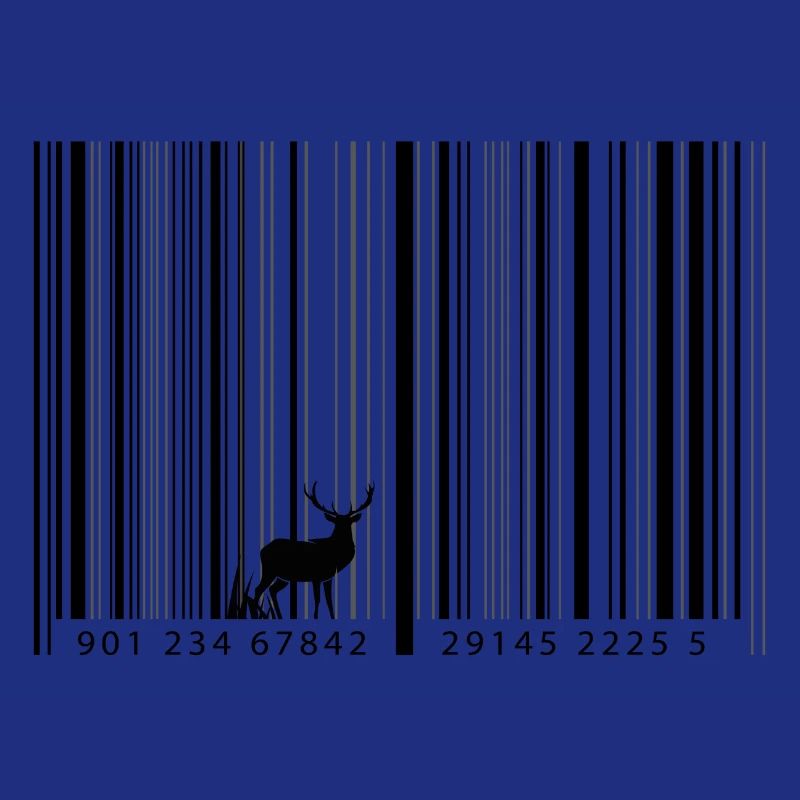 Barcode als Wald mit Hirsch