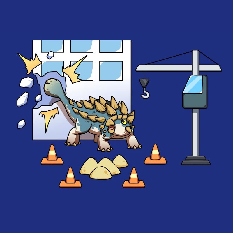Cool Ankylosaurus Construction Site Crane Dino