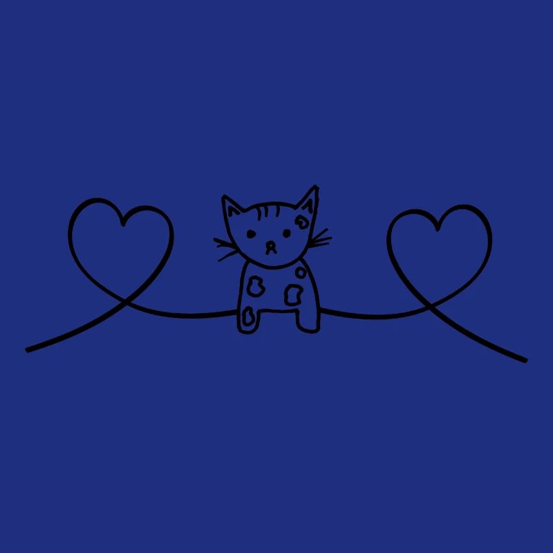 Chat amour chat avec coeurs