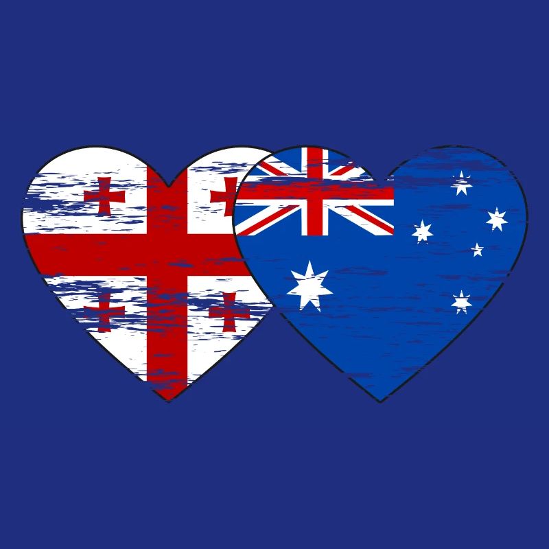 Drapeau de la Géorgie Australie Drapeau en forme de cœur utilisé