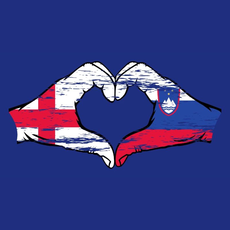 Angleterre Slovénie drapeau mains forme coeur utilisé