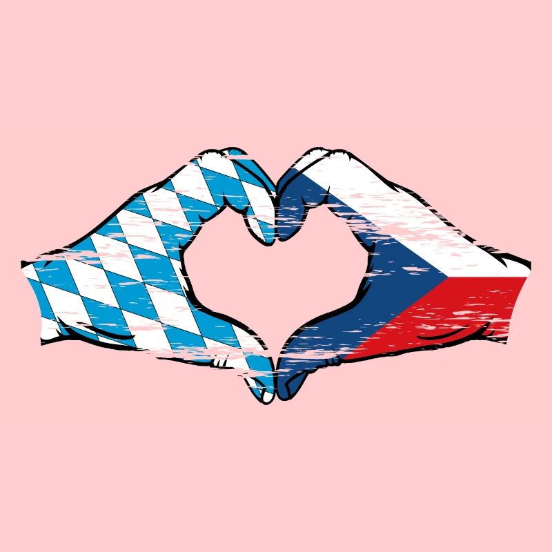 Bavière République Tchèque Drapeau Mains Coeur Utilisé