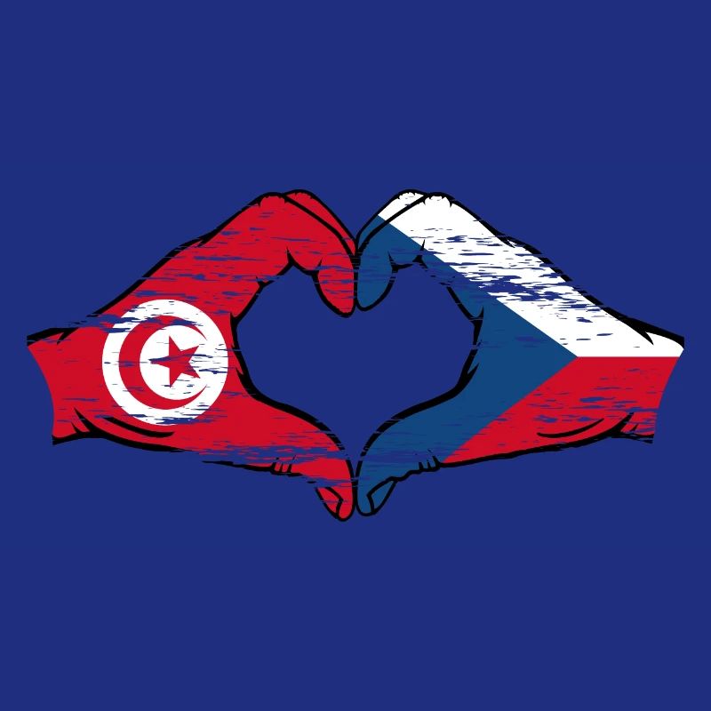 Tunisie Drapeau tchèque forme de coeur utilisé
