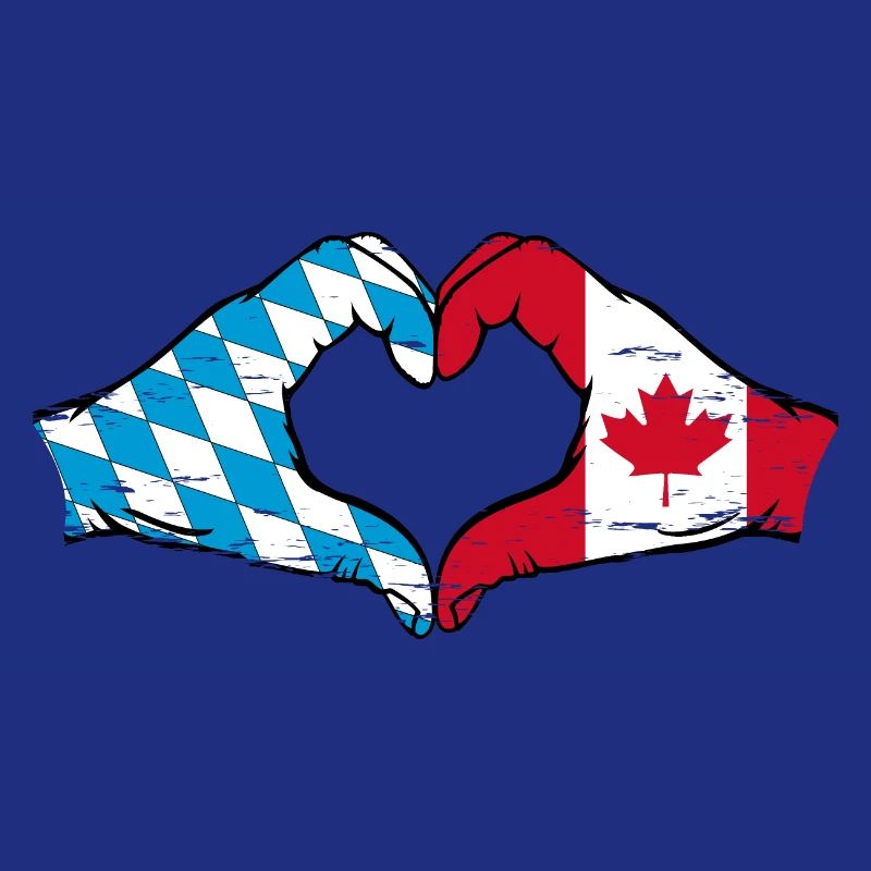 Mains du drapeau du Canada de la Bavière en forme de coeur utilisé