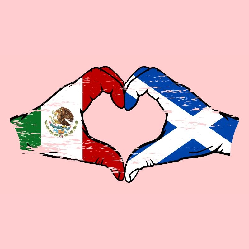 Mexique Ecosse Drapeau Mains Coeur Forme Utilisé