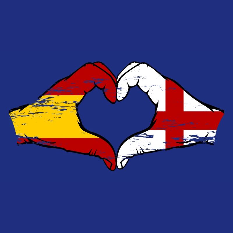 Espagne Angleterre drapeau mains coeur utilisé