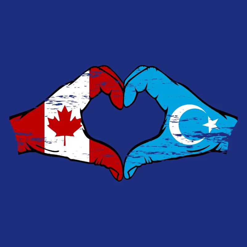 Canada Drapeau ouïghour mains forme de coeur utilisé
