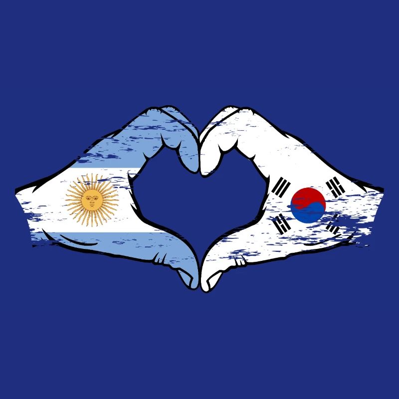 Argentine Corée du Sud Drapeau Mains Coeur Forme Utilisé