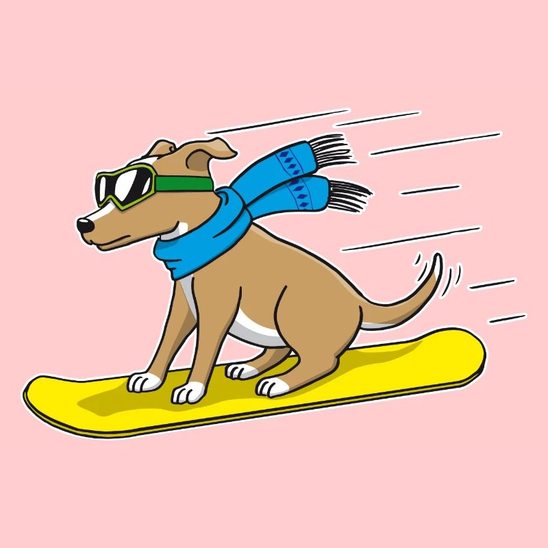 Chien de snowboard