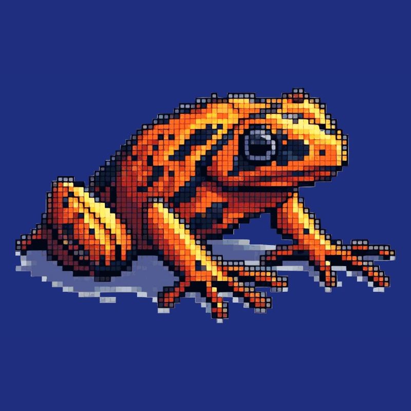 Pfeilgiftfrosch in cooler retro Pixelgrafik