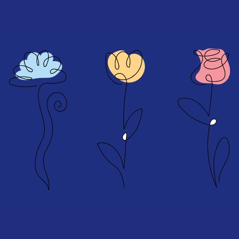 Trois fleurs de couleurs différentes