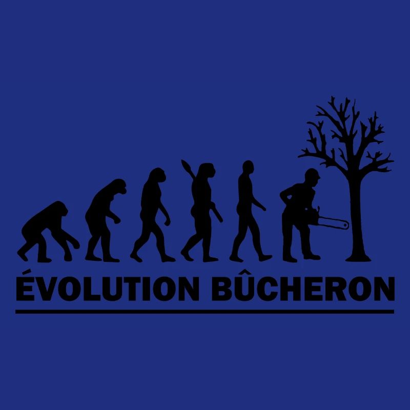 evolution bûcheron / cadeau humour bucheron