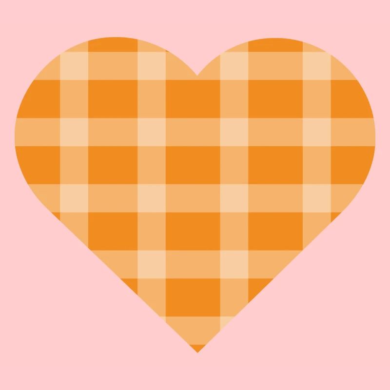 Bright Orange Pastel Checkered Pattern Cute Heart