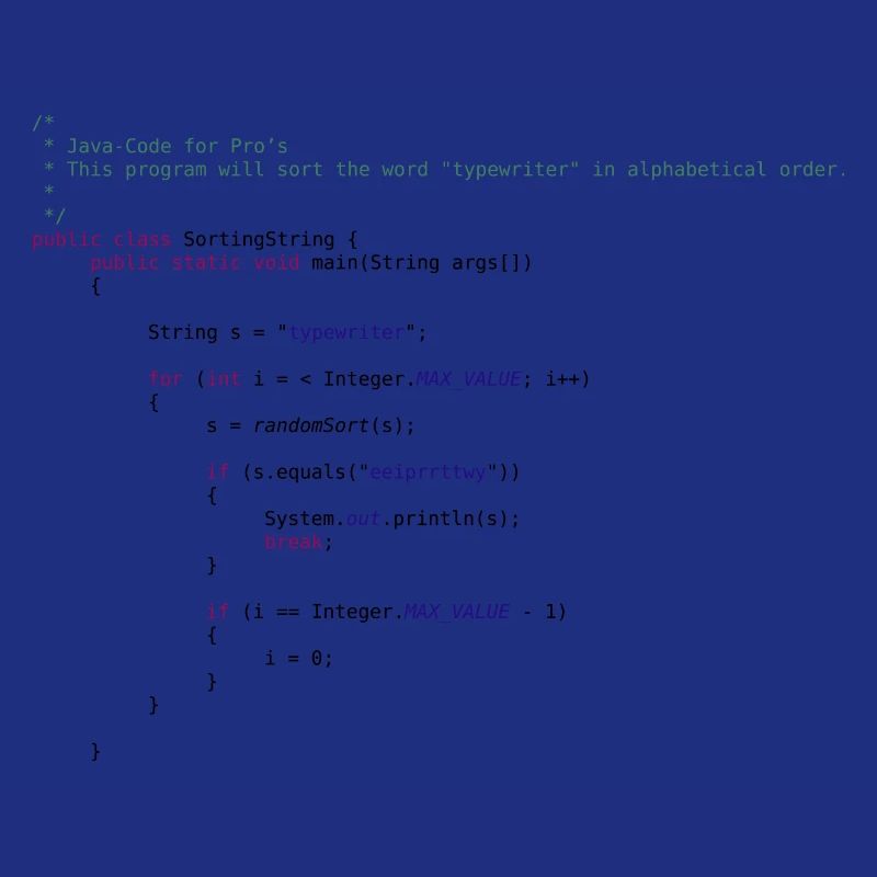 lustiger Java Code zum Sortieren