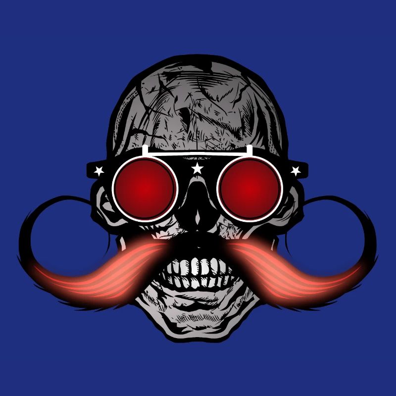 Todeskopf Hipster Schädel Schnurrbart Schnurrbart