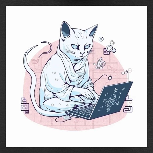 Gatto intelligente che usa il computer portatile