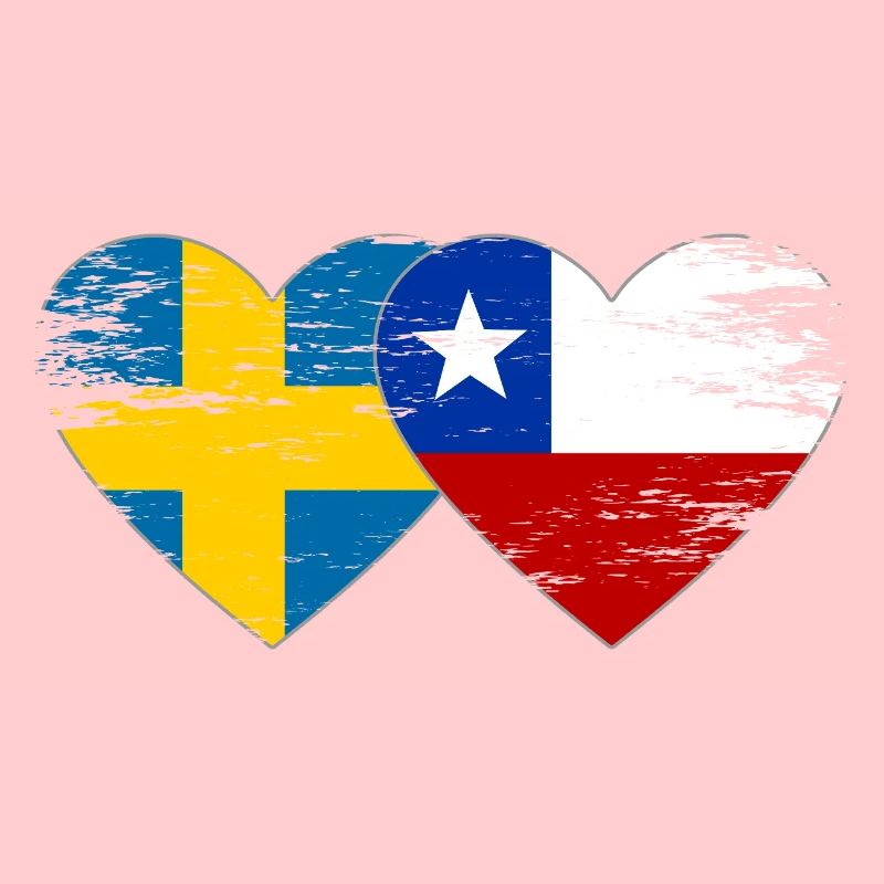 Suède Chili drapeau coeur utilisé